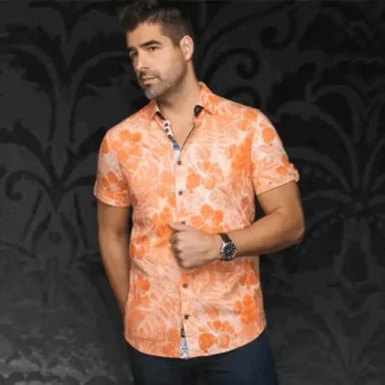 AU NOIR Stretch Shirt - Bernado Orange